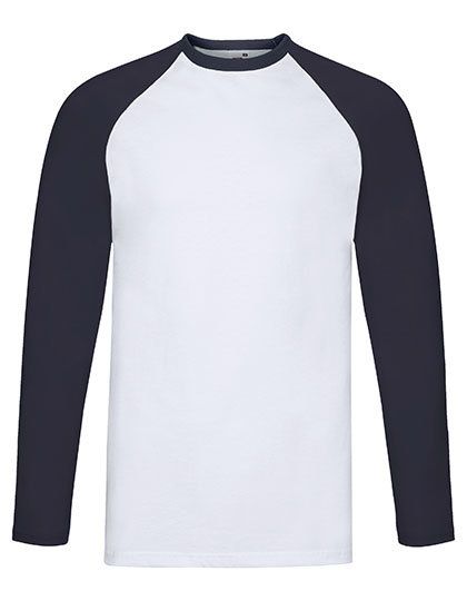 Long Sleeve Baseball T White / Deep Navy