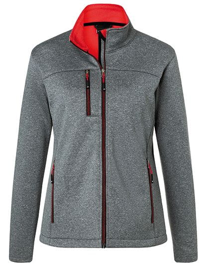 Ladies` Softshell Jacket Dark-Melange / Red