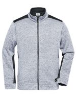 Mens Knitted Workwear Fleece Jacket -STRONG- White Melange / Carbon