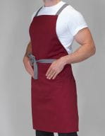 Apron with Grey Ties Crossover Claret