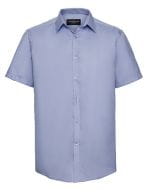 Men`s Short Sleeve Tailored Herringbone Shirt Light Blue