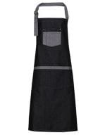 Domain Contrast Denim Bib Apron Black Denim (ca. Pantone 433)