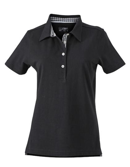 Ladies` Plain Polo Black / Black / White