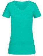 Sharon Slub V-Neck Women Bahama Green