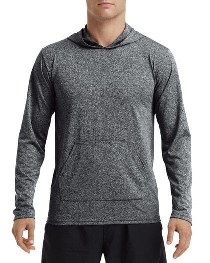 Performance Adult Hooded T-Shirt Heather Sport Black