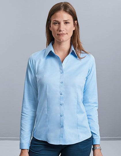 Ladies` Long Sleeve Tailored Herringbone Shirt
