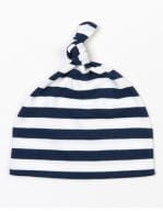 Baby Stripy One Knot Hat Navy / Washed White