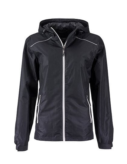 Ladies` Rain Jacket Black / Silver (Solid)