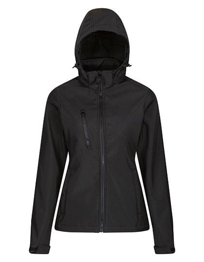 Womens Venturer 3-layer Printable Hooded Softshell Jacket Black / Black