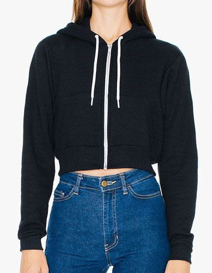 Women`s Flex Fleece Cropped Zip Hooded Sweatshirt Black