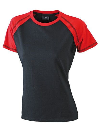 Ladies` Raglan-T Black / Red