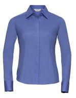 Ladies` Long Sleeve Fitted Polycotton Poplin Shirt Corporate Blue