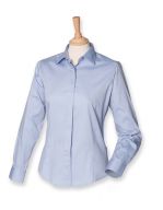Ladies` Long Sleeved Pinpoint Oxford Shirt Light Blue