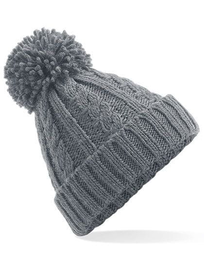 Cable Knit Melange Beanie Light Grey