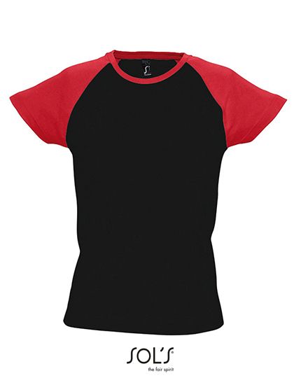 Women`s Raglan Colour-T Milky Black / Red