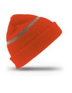 Junior Thinsulate Woolly Ski Hat with Reflective Band Fluorescent Orange