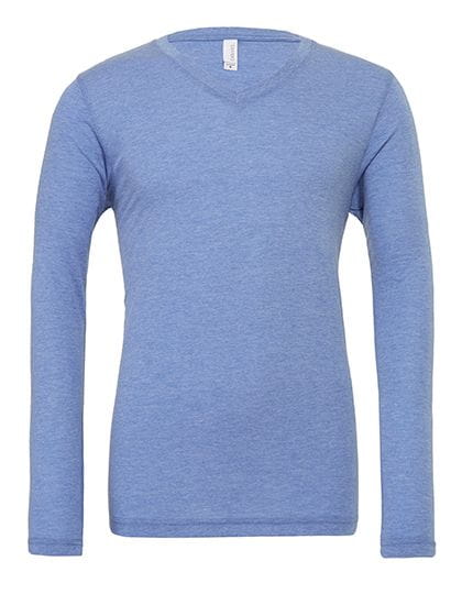 Unisex Jersey Long Sleeve V-Neck T-Shirt Blue Triblend (Heather)