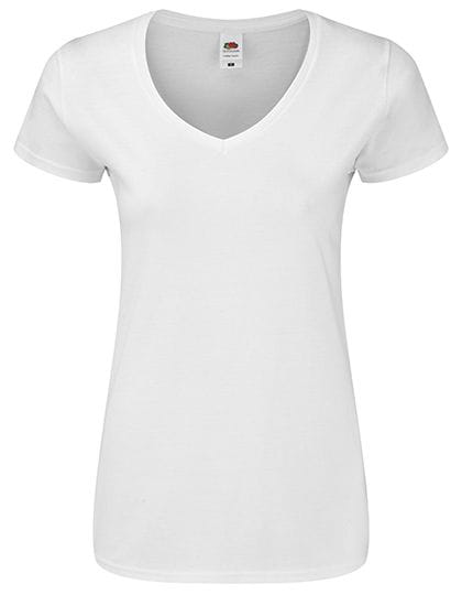 Ladies Iconic 150 V Neck T White