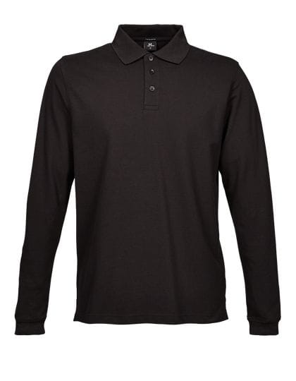 Luxury Stretch Long Sleeve Polo Black