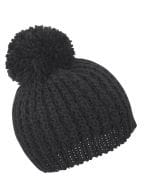 Knitted Flute Pom Pom Hat Black