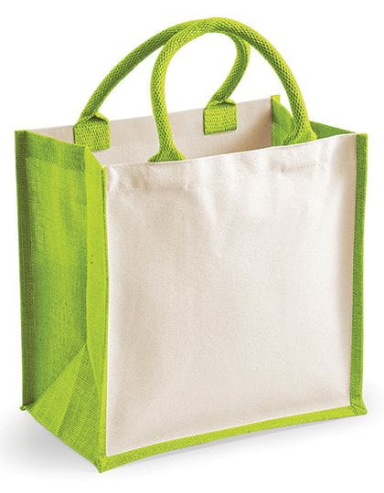 Printers Midi Jute Bag Apple Green