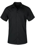 Men`s Poplin Shirt Short Sleeve Black