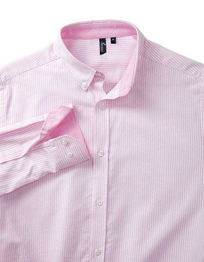 Mens Cotton Rich Oxford Stripes Shirt White / Pink (ca. Pantone 1895)