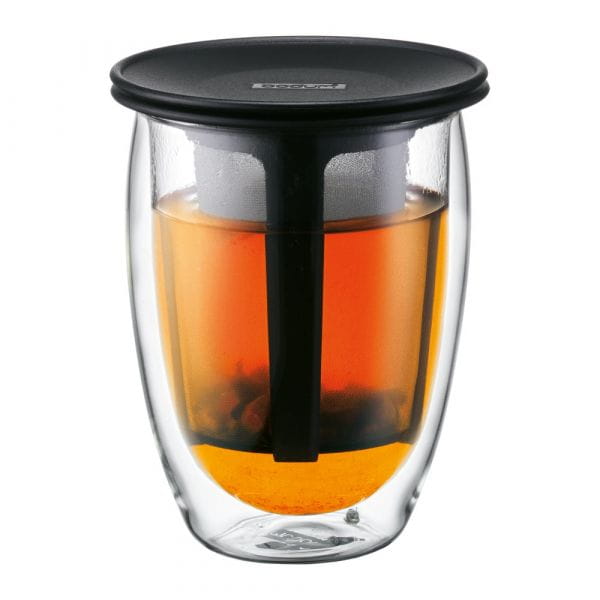 TEA FOR ONE. Doppelwandiges Teeglas 350ml Schwarz