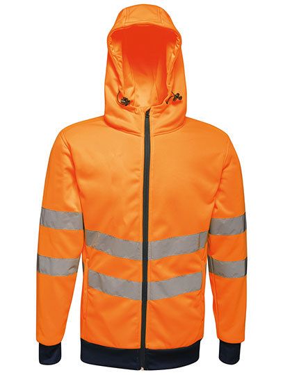 Hi-Vis Pro FZ Extol Stretch Hoodie Jacket Orange / Navy