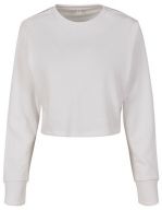 Ladies Terry Cropped Crew White