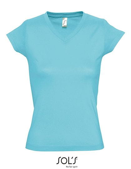 Ladies` V-Neck-T-Shirt Moon Atoll Blue