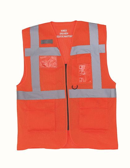 Hi Vis Top Cool Recycled Open Mesh Executive Waistcoat Hi-Vis Orange