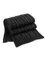 Cable Knit Melange Scarf Black