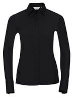 Ladies` Long Sleeve Fitted Ultimate Stretch Shirt Black