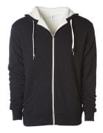 Unisex Sherpa Lined Zip Hooded Jacket Black / Natural