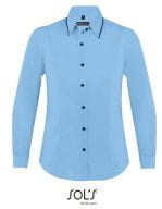 Women`s Long Sleeves Fitted Shirt Baxter Sky Blue / Navy