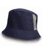 Deluxe Washed Cotton Bucket Hat with Side Mesh Panels Navy