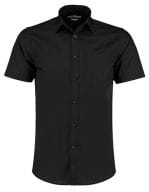 Tailored Fit Poplin Shirt Short Sleeve Black