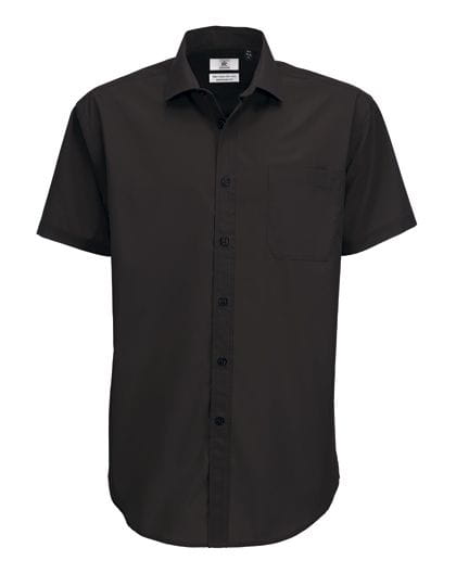 Poplin Shirt Smart Short Sleeve / Men Black