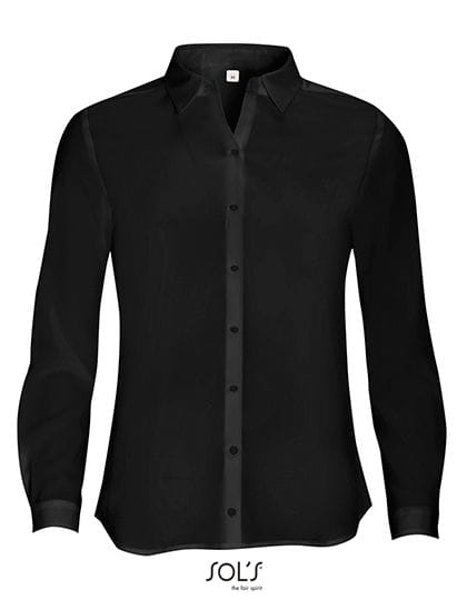 Women`s Long Sleeve Moss Crepe Shirt Betty Black