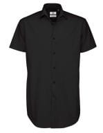 Poplin Shirt Black Tie Short Sleeve / Men Black