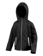 Youth Hooded Soft Shell Jacket Black / Grey