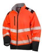Printable Ripstop Safety Softshell Jacket Fluorescent Orange / Black