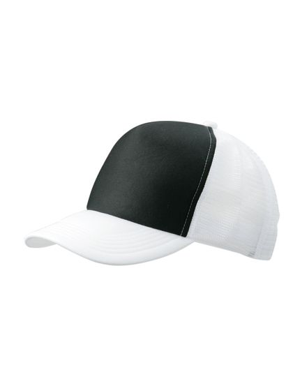 5-Panel Polyester Mesh Cap Black / White