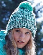 Twist-Knit Pom Pom Beanie