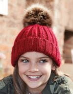 Junior Faux Fur Pom Pom Chunky Beanie