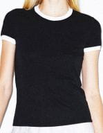 Women`s Poly-Cotton Ringer T-Shirt Black / White