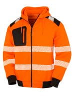 Recycled Robust Zipped Safety Hoody Fluorescent Orange / Black