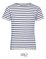 Kids` Round Neck Striped T-Shirt Miles White / Navy
