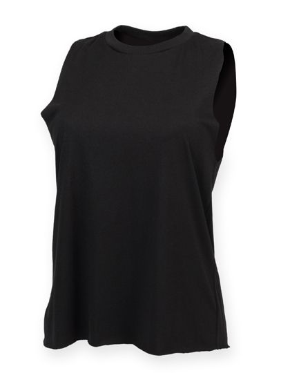 Women`s High Neck Slash Armhole Vest Black